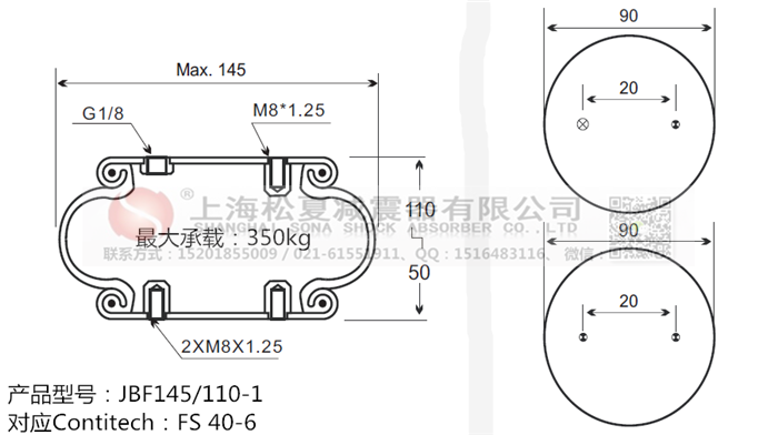 JBF145/110-1橡膠<a href='http://www.sxfyc.cn/' target='_blank'><u>空氣彈簧</u></a>