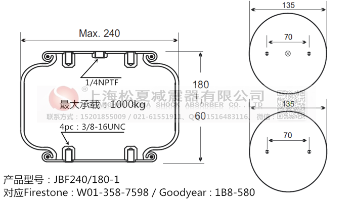 JBF240-180-1橡膠<a href='http://www.sxfyc.cn/' target='_blank'><u>空氣彈簧</u></a>