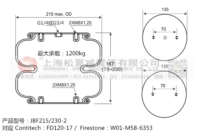 JBF215/230-2橡膠<a href='http://www.sxfyc.cn/' target='_blank'><u>空氣彈簧</u></a>