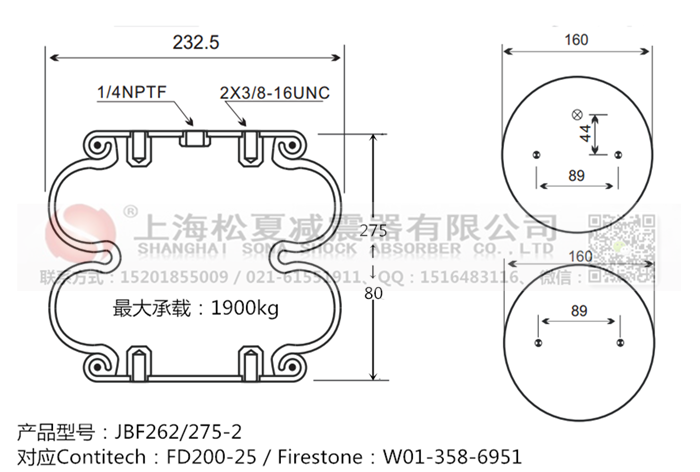 JBF262/275-2橡膠<a href='http://www.sxfyc.cn/' target='_blank'><u>空氣彈簧</u></a>