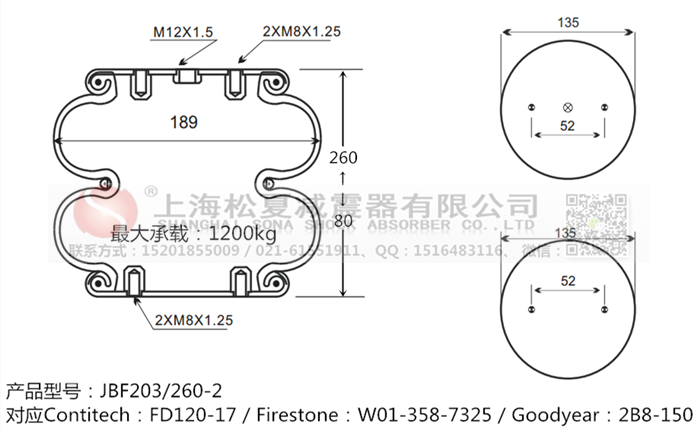 JBF203/260-2橡膠<a href='http://www.sxfyc.cn/' target='_blank'><u>空氣彈簧</u></a>