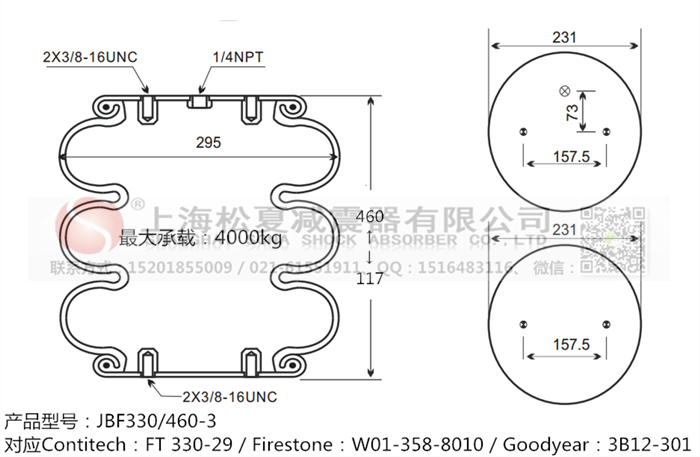 JBF330/460-3橡膠<a href='http://www.sxfyc.cn/' target='_blank'><u>空氣彈簧</u></a>